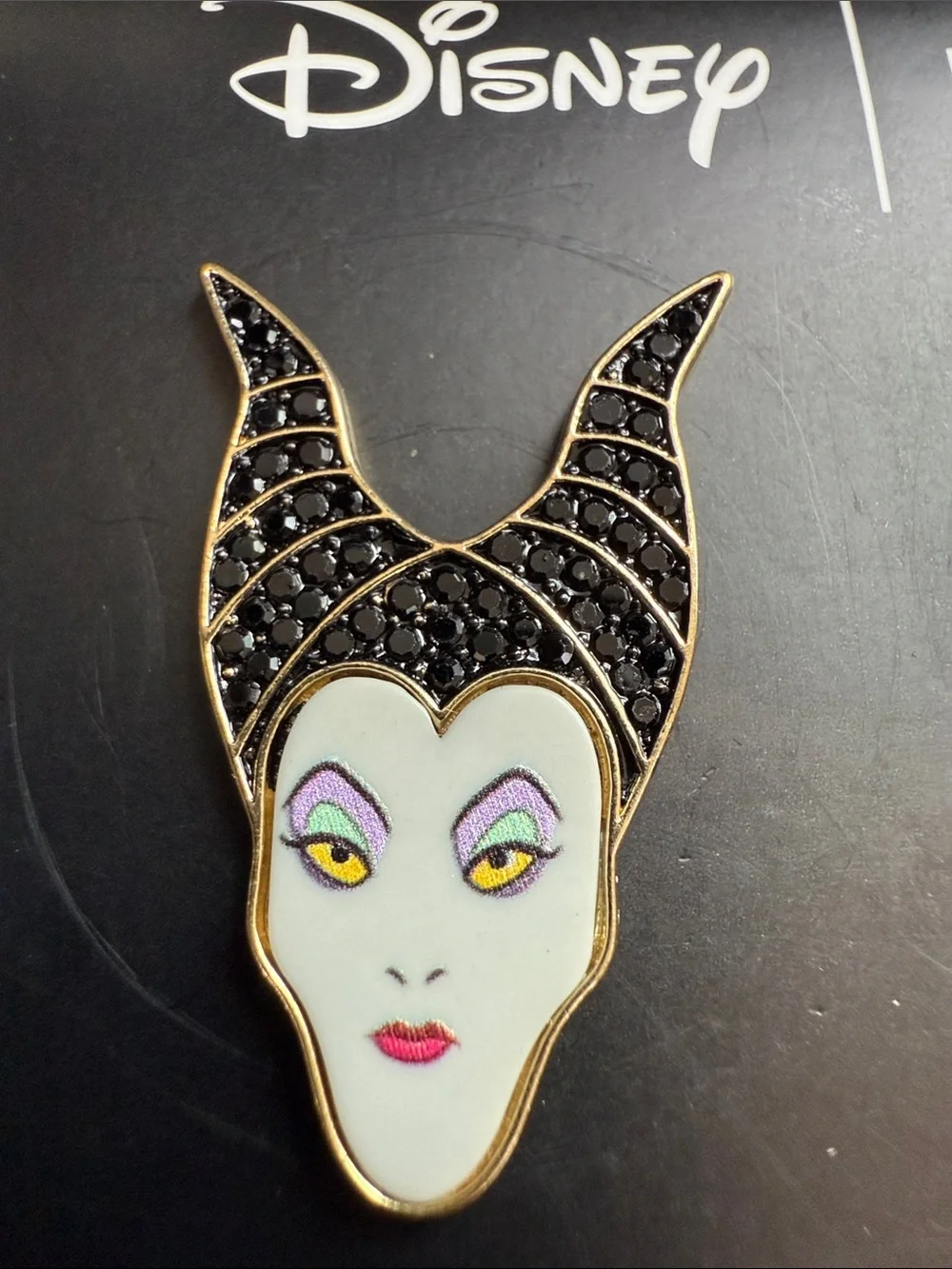 Disney Maleficent Enamel Stud Earrings - Black, Gold, White